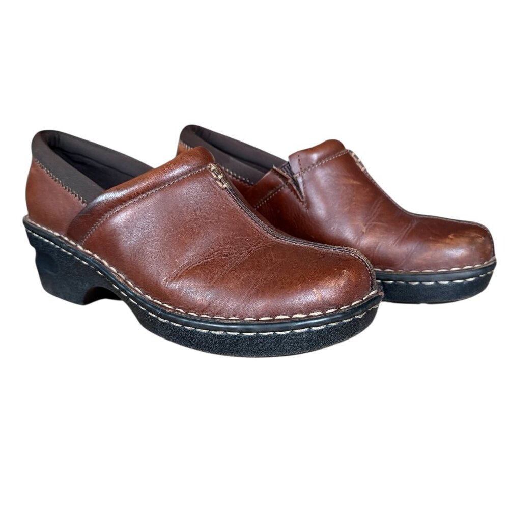 Eastland Kelsey slip on clog in brown leather women's size 6.5 M